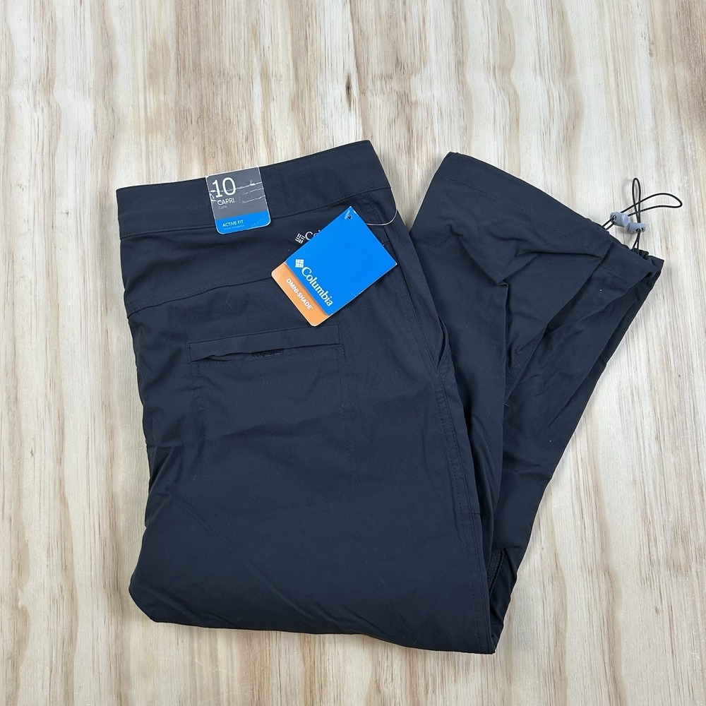 Columbia NEW Women's Omni-Shade Capris Black Size 10 22" Inseam Hiking Outdoor